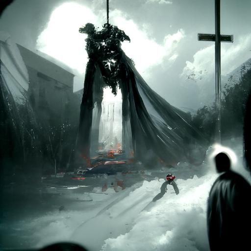 Sinister Figure in a Fiery Landscape