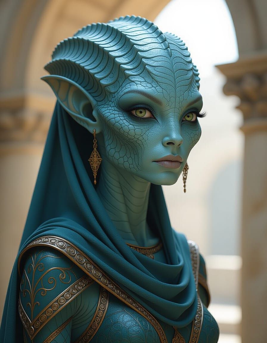 Regal Female Alien in Renaissance Style