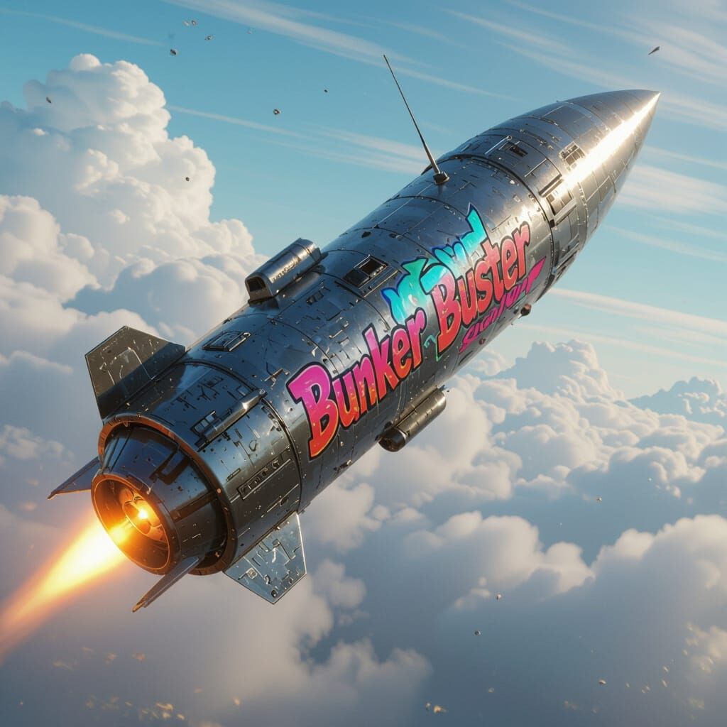 Bunker Buster Bomb in Graffiti Style, 3D Render