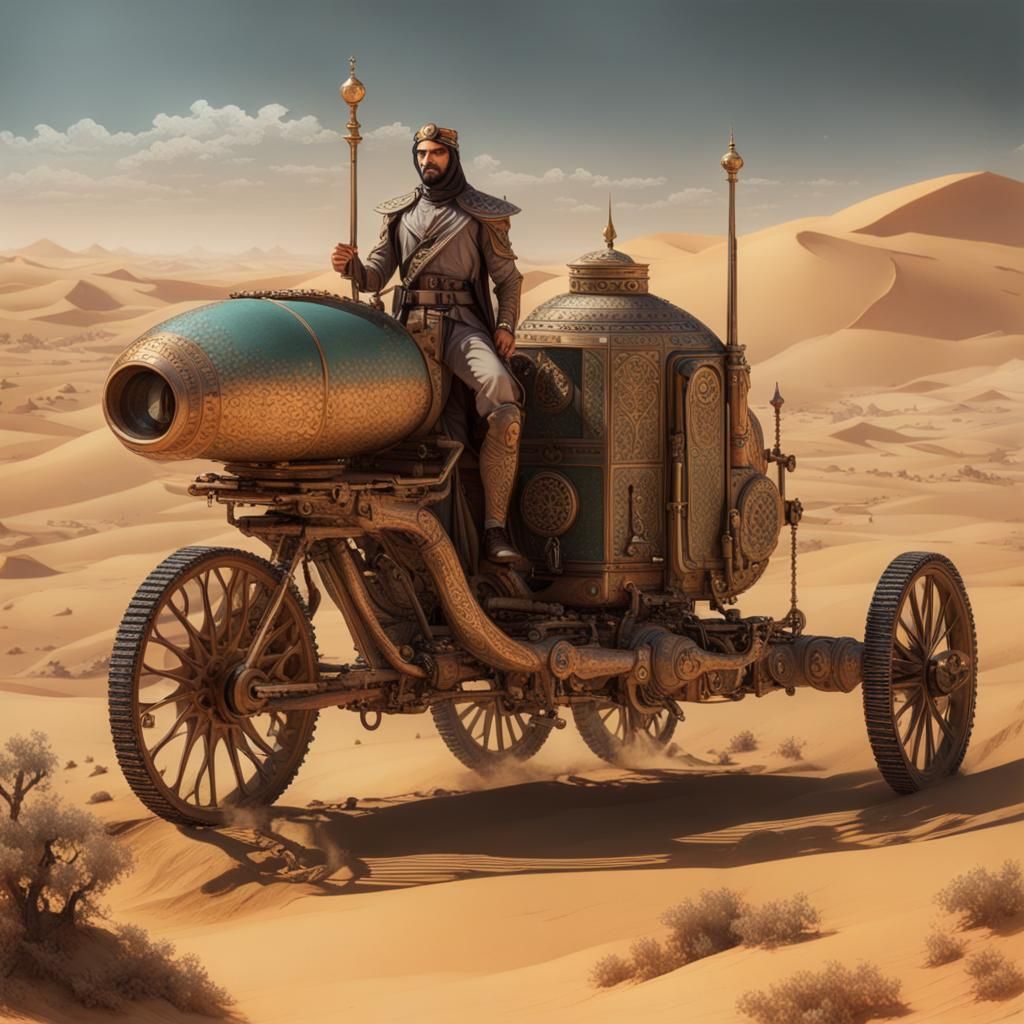 Biopunk Arabian Desert Camel in Pointillism Style