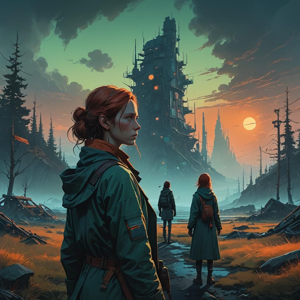 Dual Persona Woman in Mystical Realm