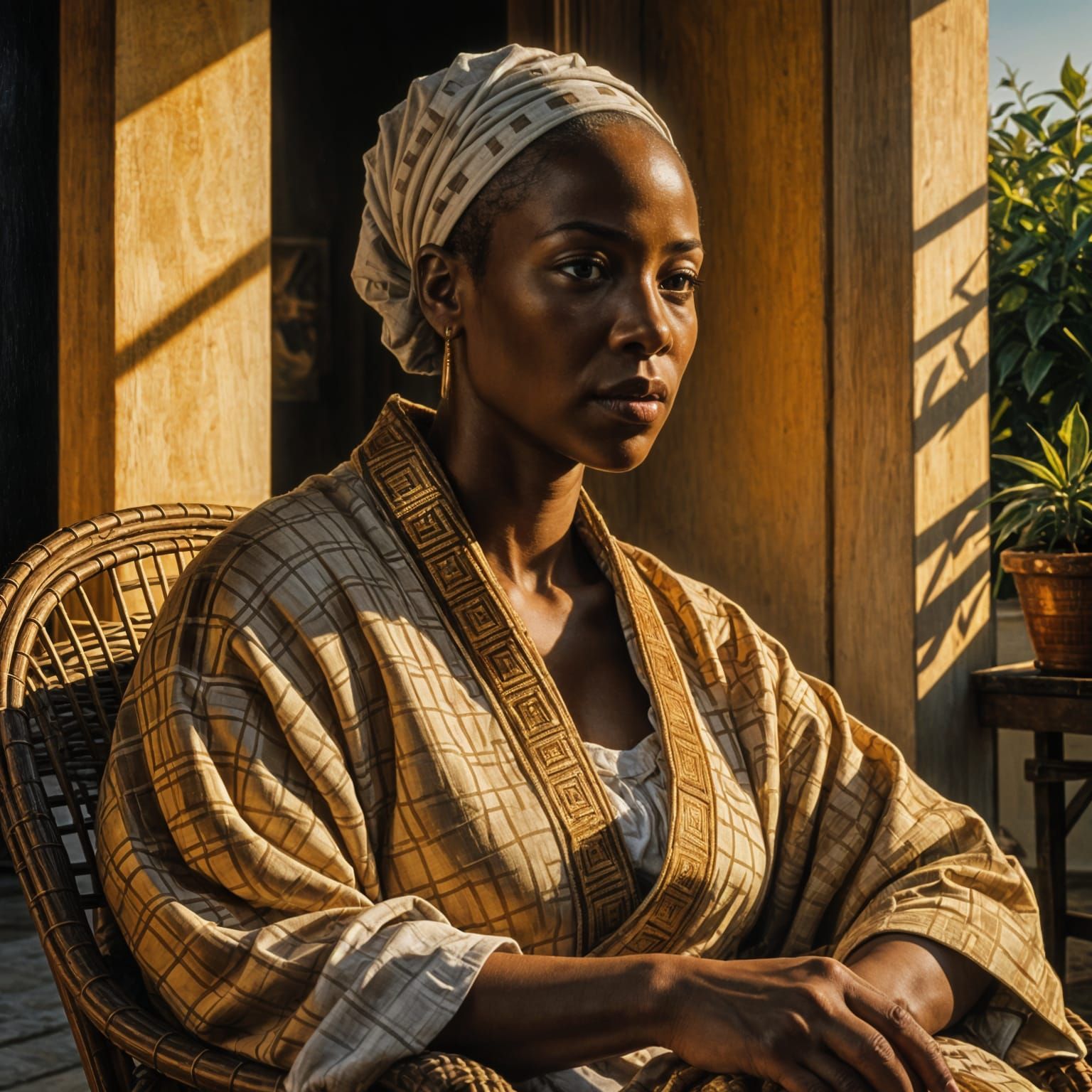 Contemplative Woman in Dramatic Baroque Oil Painting