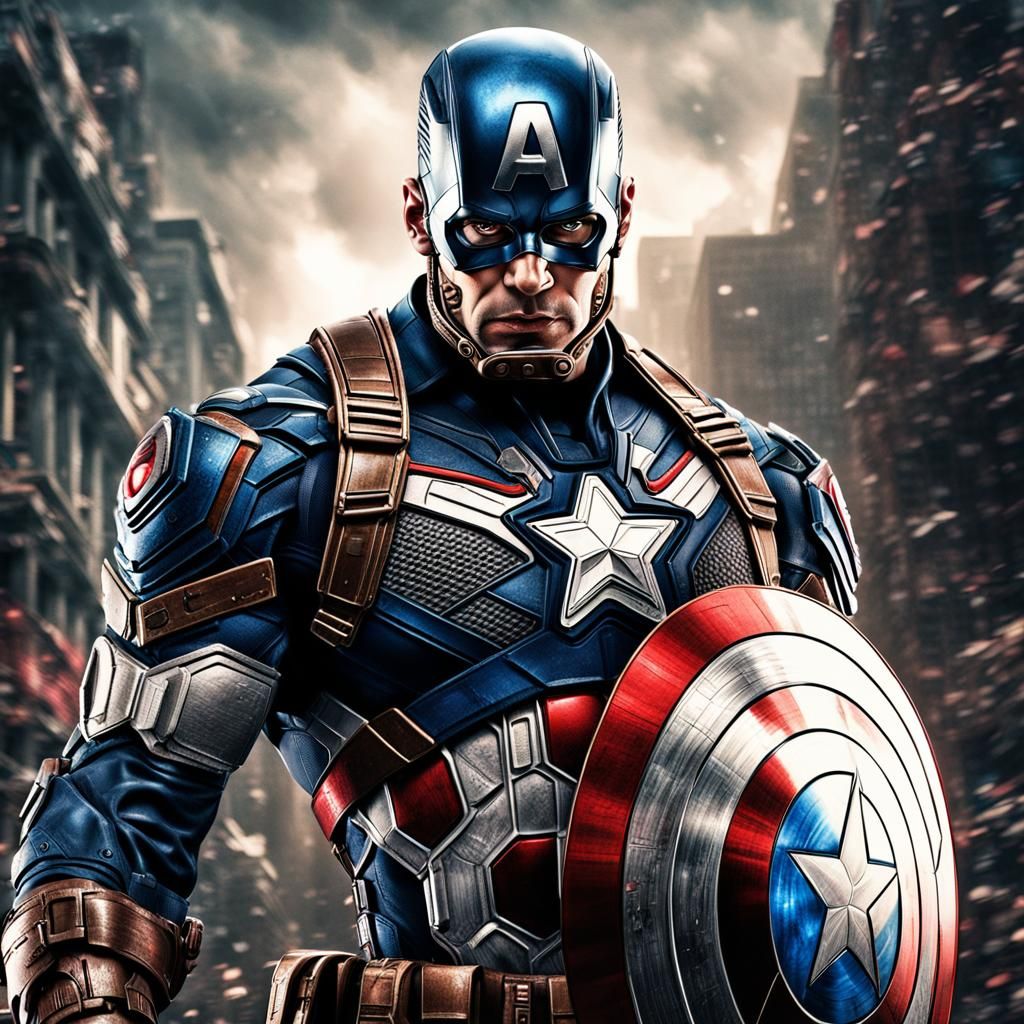 Hyperrealistic Cyborg Captain America in HDR
