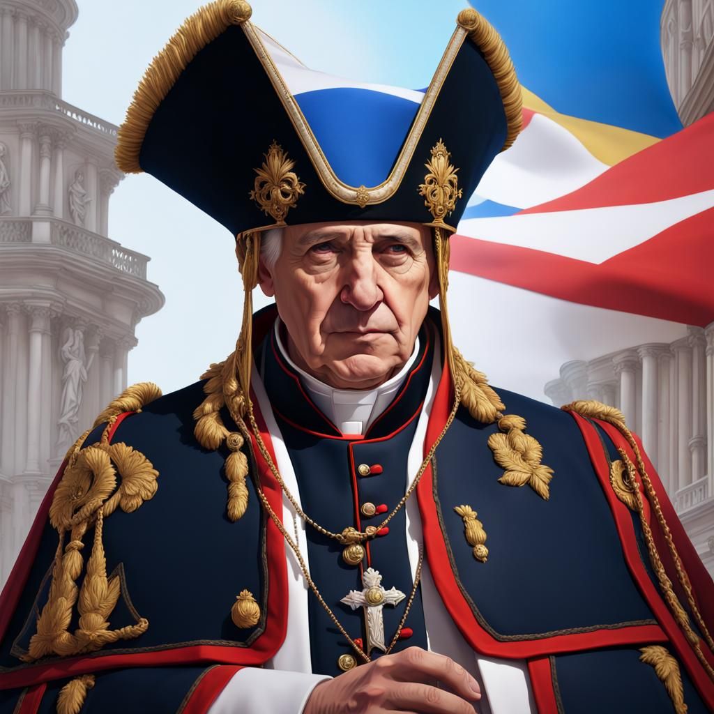 Pope Francis as Napoleon: Detailed Digital Portrait