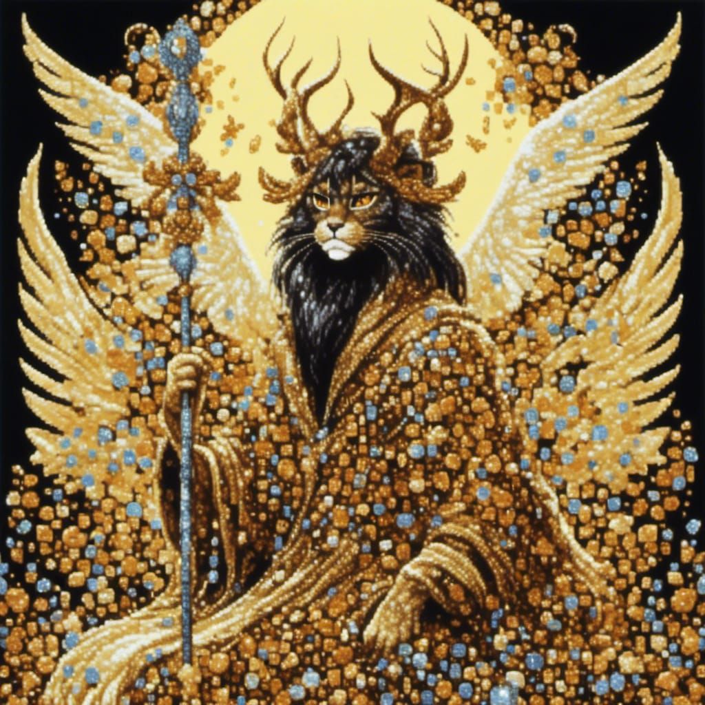 Stylized Pixel Art Cat Portrait