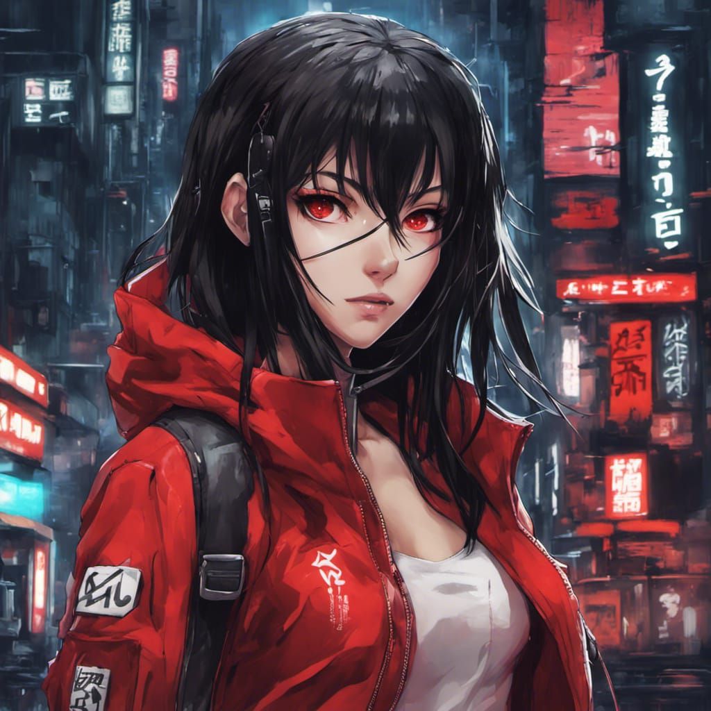 Cyberpunk Girl in Manga Style