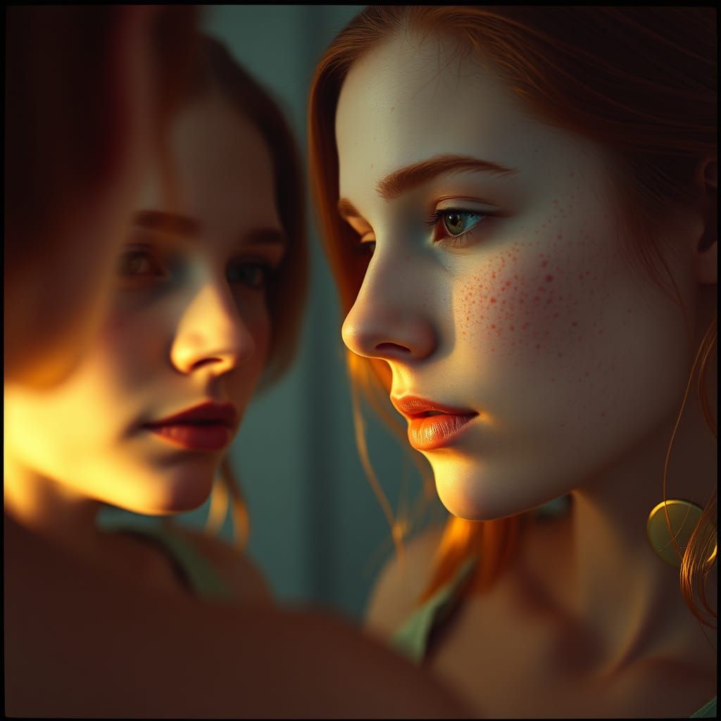 Thoughtful Redhead in Golden Light: Cinematic Portrait