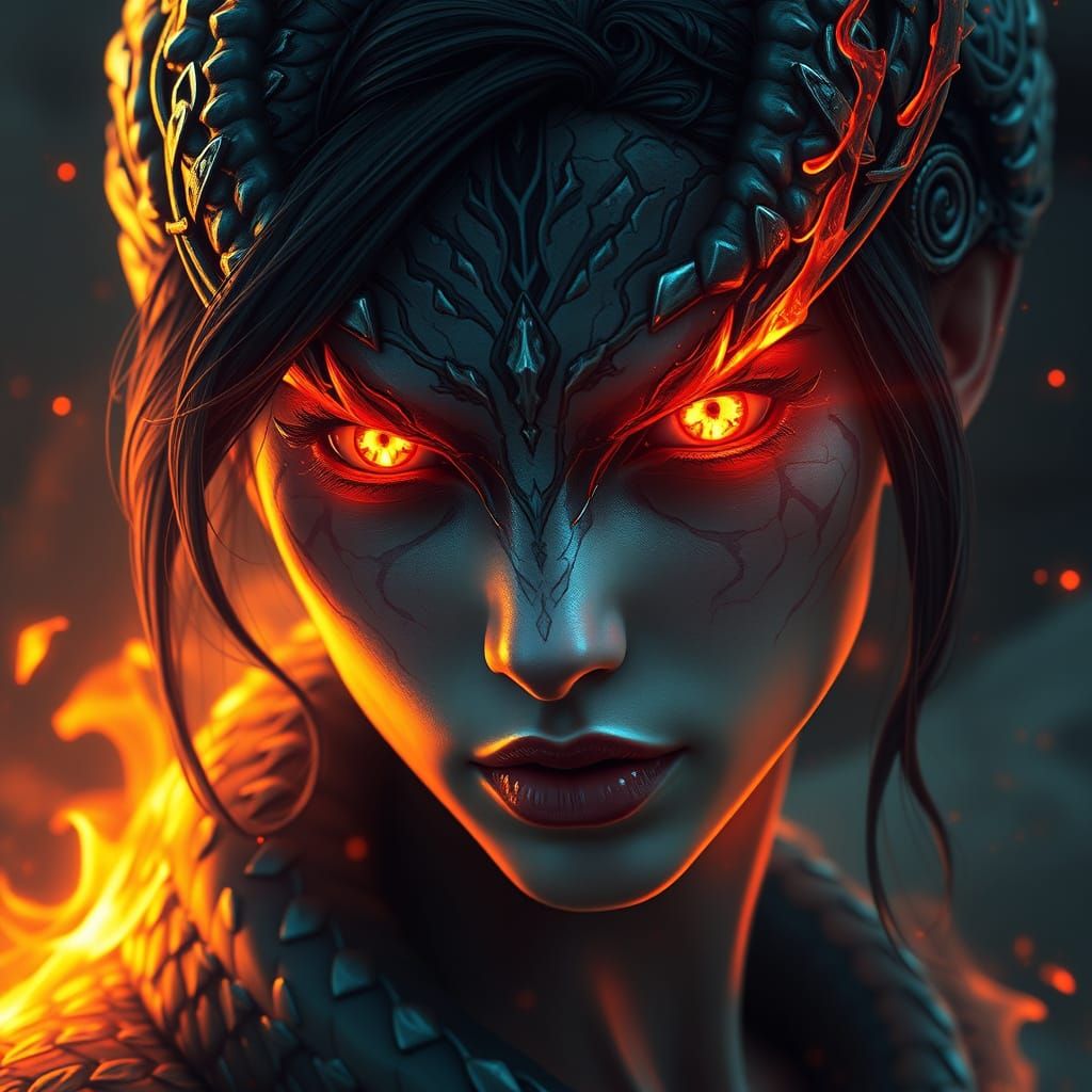 Surreal Femme Serpent Concept Art in Triadic Colors