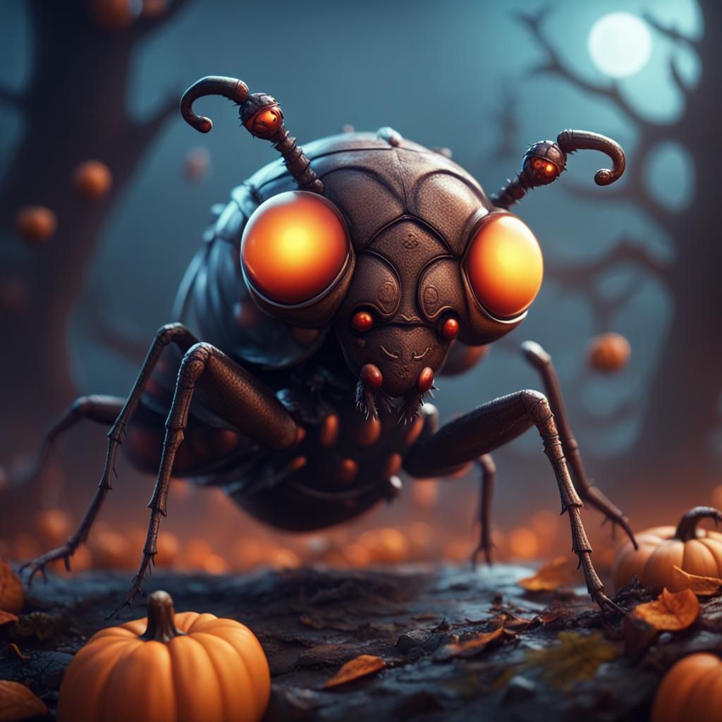 Cute Halloween Bug in Detailed Matte Painting