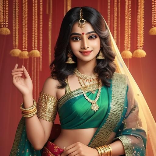 Beautiful Indian Woman in Traditional Saree