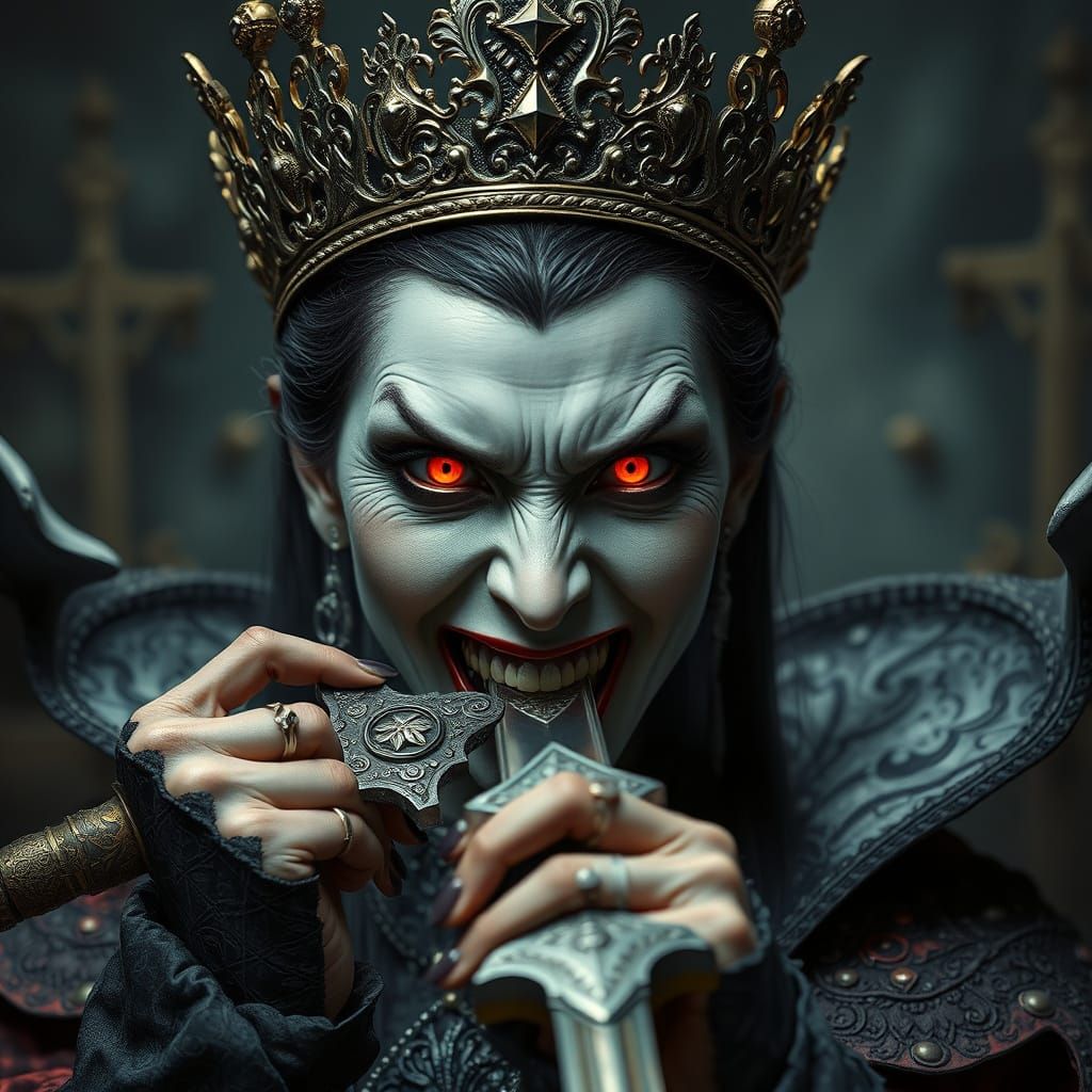 Photorealistic Vampire Queen Portrait in Gothic Style