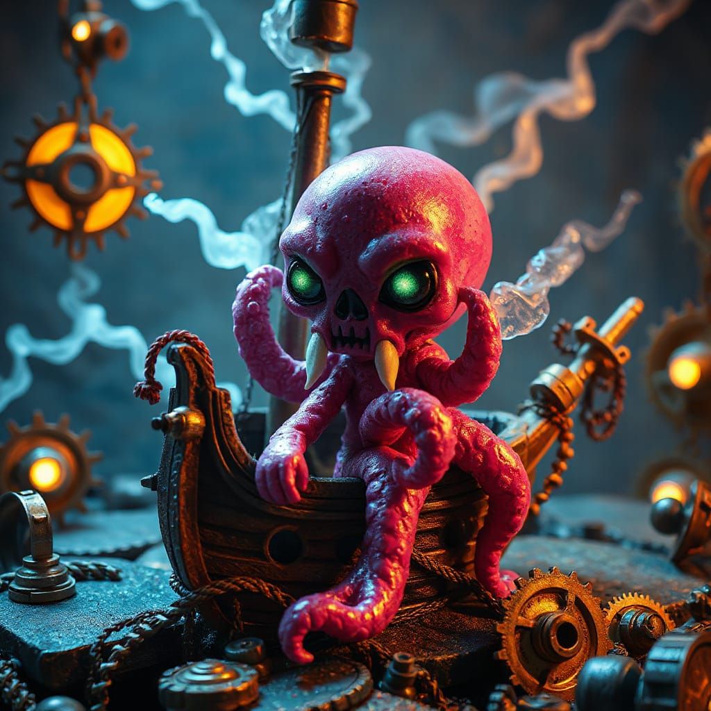 Hot Pink Voodoo Kraken on Sunken Galleon