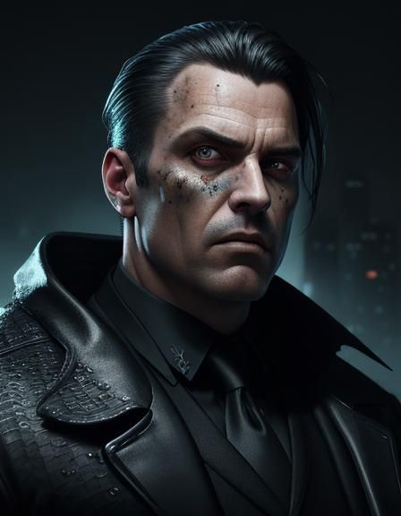 Intense Portrait of a Criminal in Noir Style