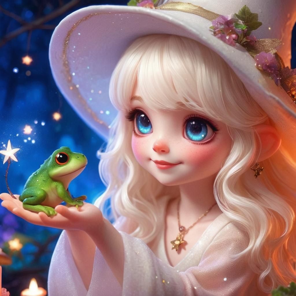 Cute little white witch