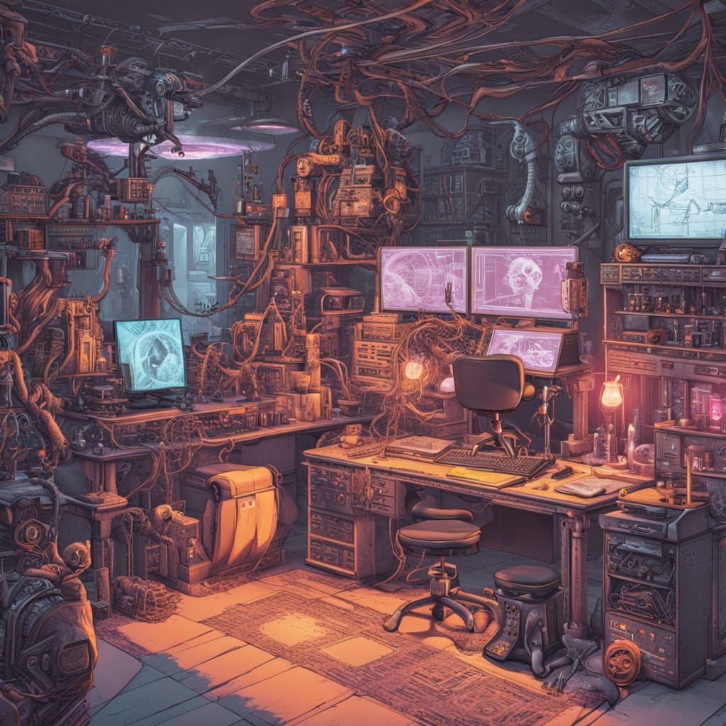 Cyberpunk Witch Laboratory Scene