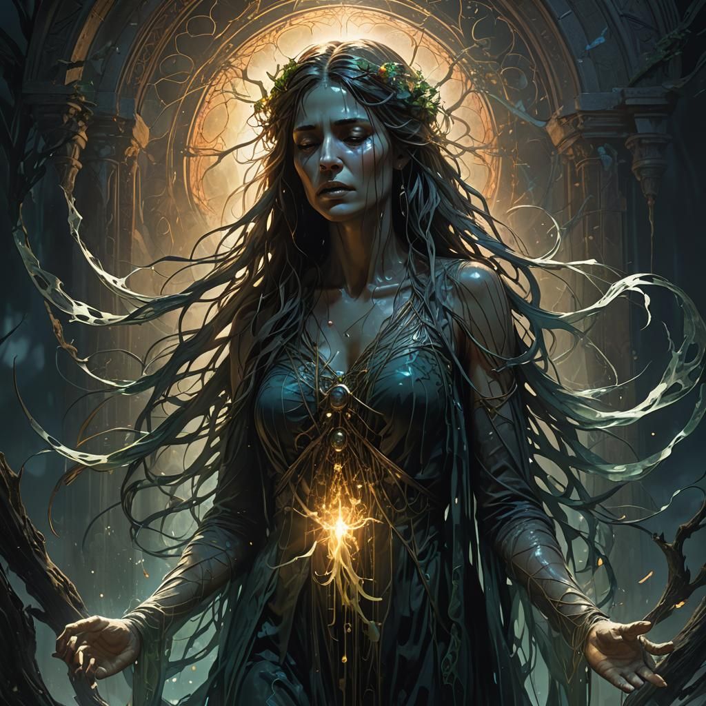 Ethereal Weeping Spirit in Dark Fantasy Style