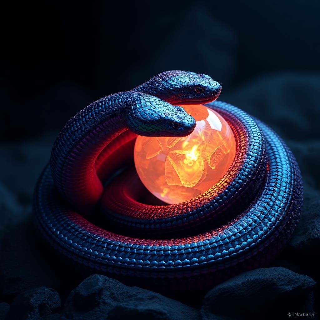 Iridescent Corn Snake and Crystal Orb