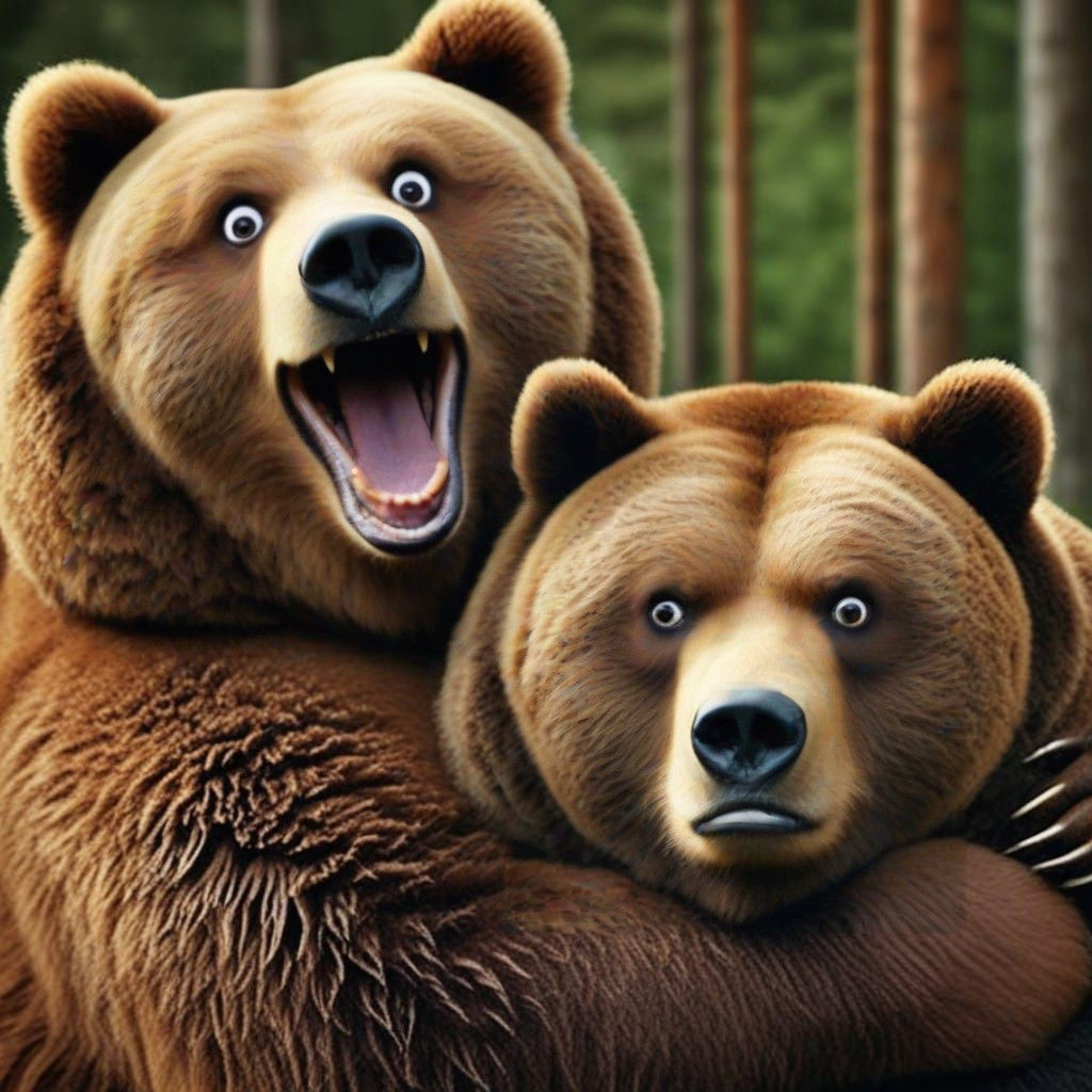 Furry Friends Share a Forest Hug in Vibrant Photograph