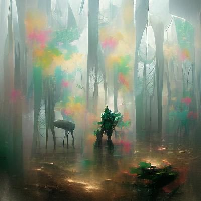 Ethereal Forest Mist Painting