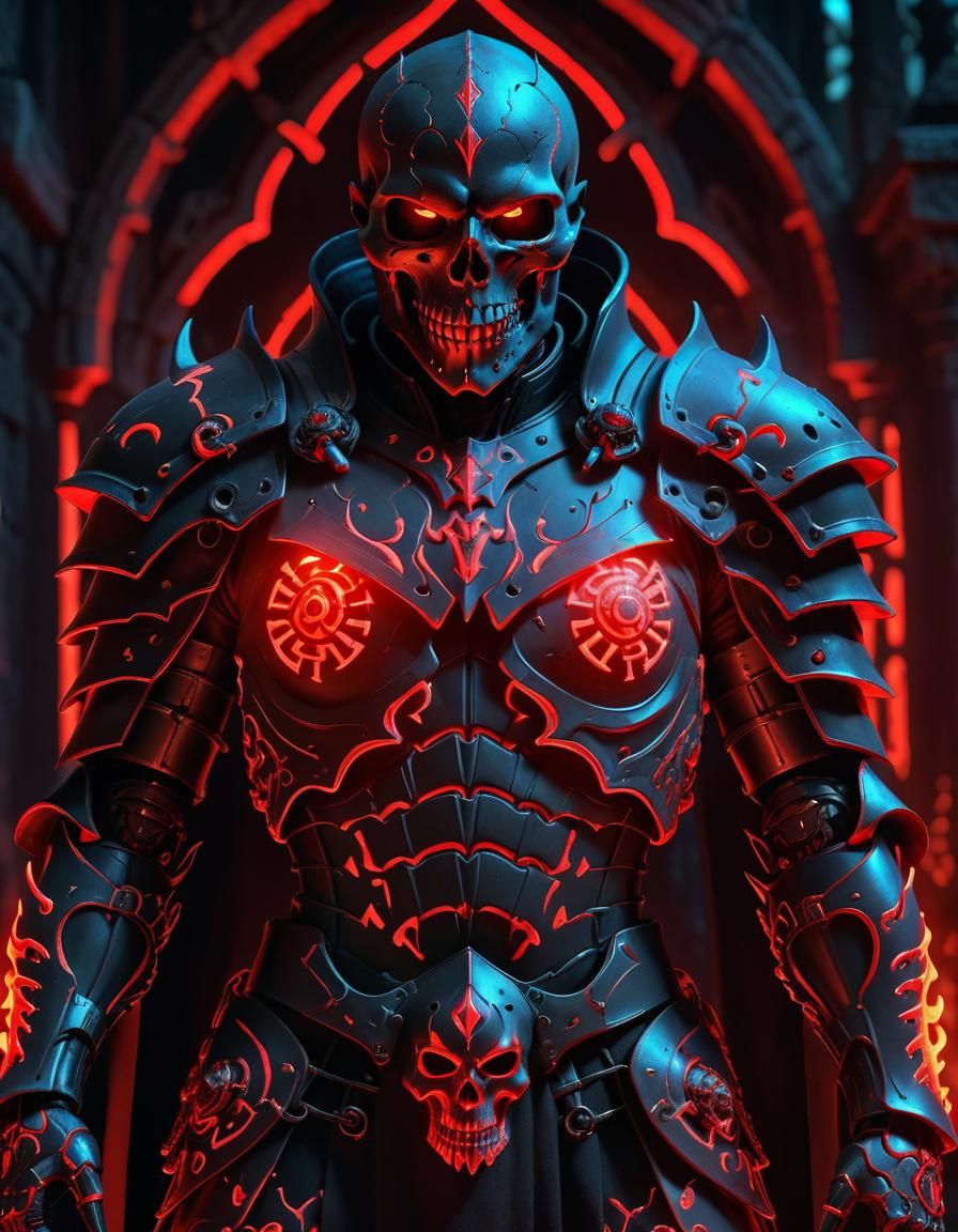 Neon Armored Demon Knight Portrait