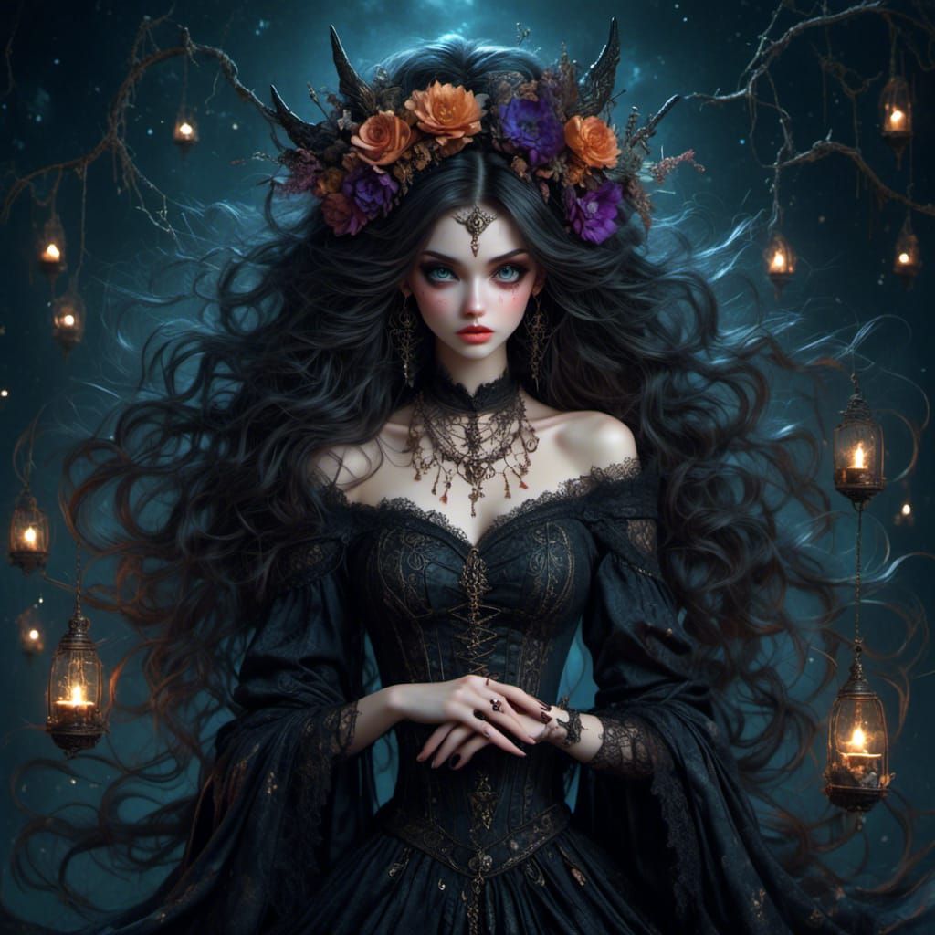 Mythical Witch Goddess Weaving Time in Fantasy Art