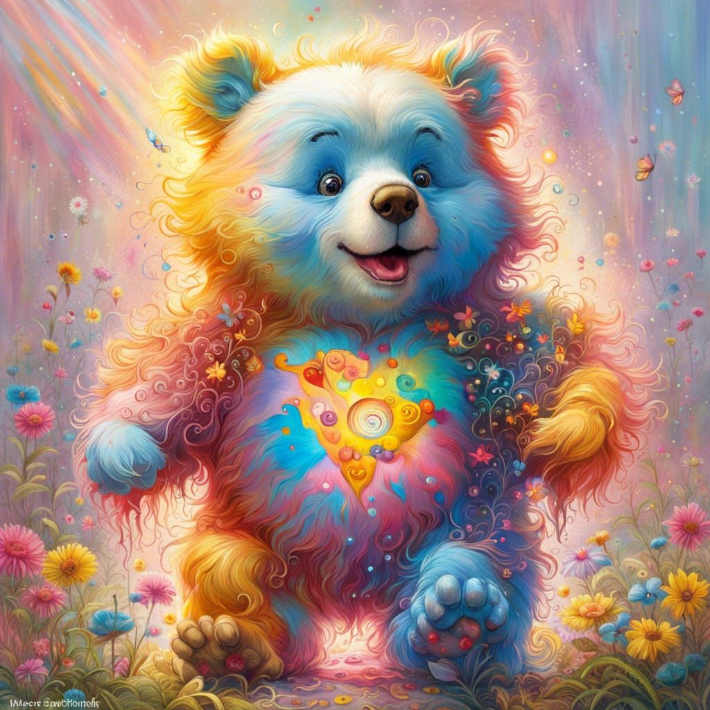 Realistic 1980s Care Bear in Art Brut Style