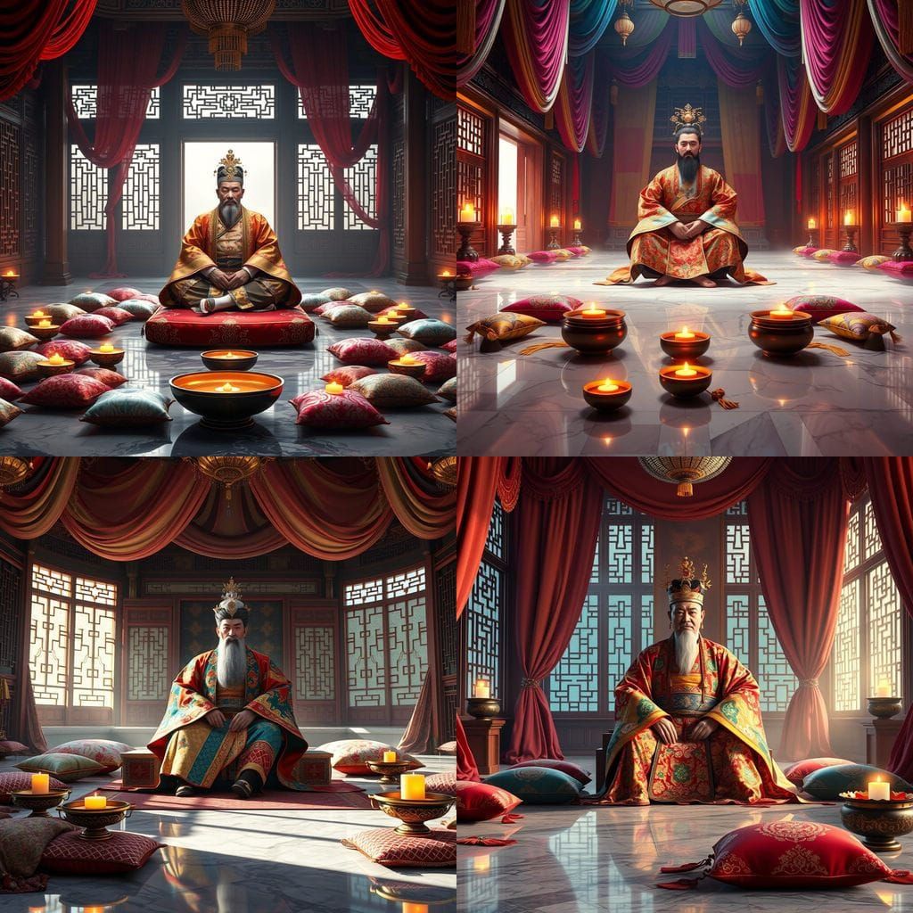 Ornate Chinese Emperor Palace Interior in 8K