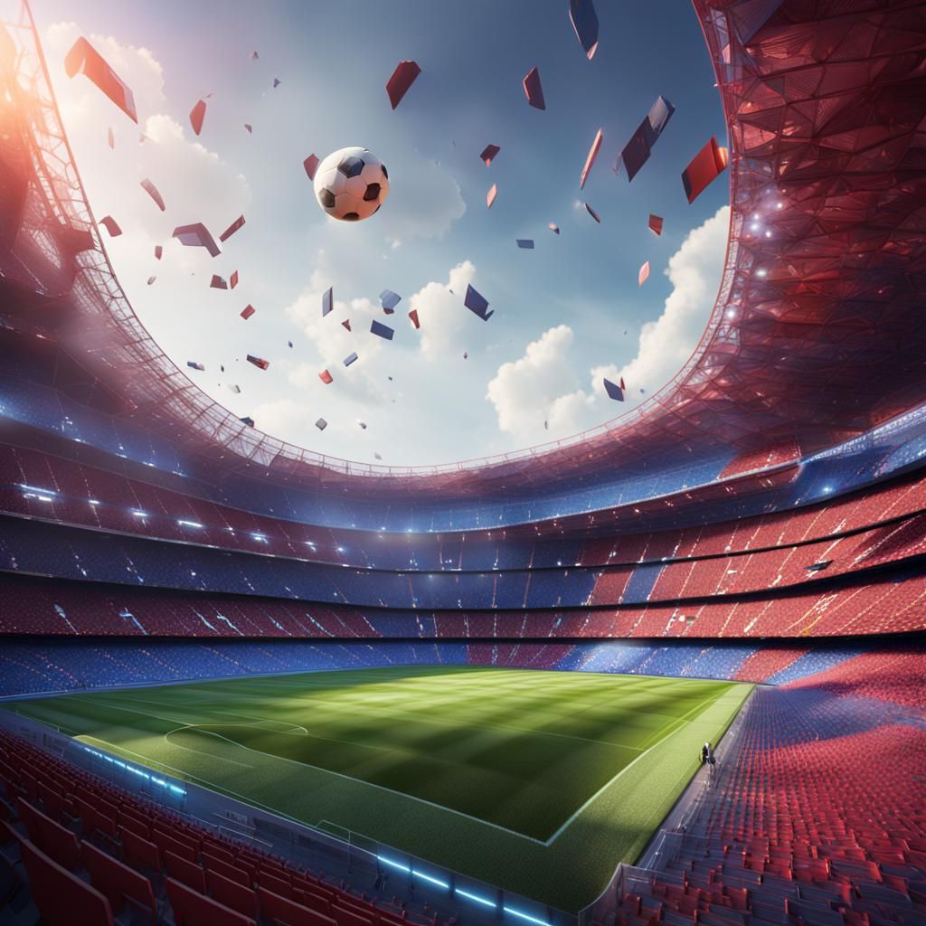 Futuristic Barcelona Stadium: Detailed Matte Painting