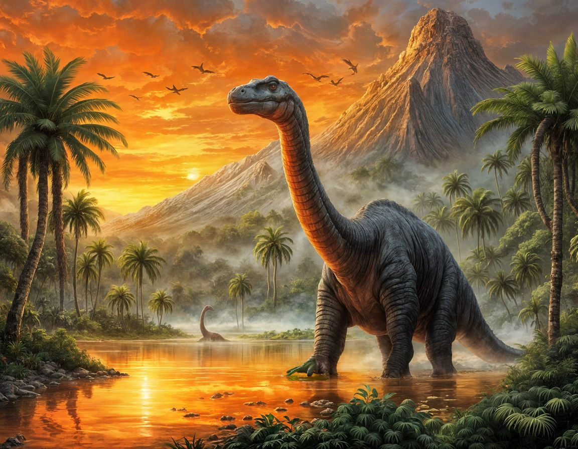 Brontosaurus in Jurassic Lake: Luis Royo Style