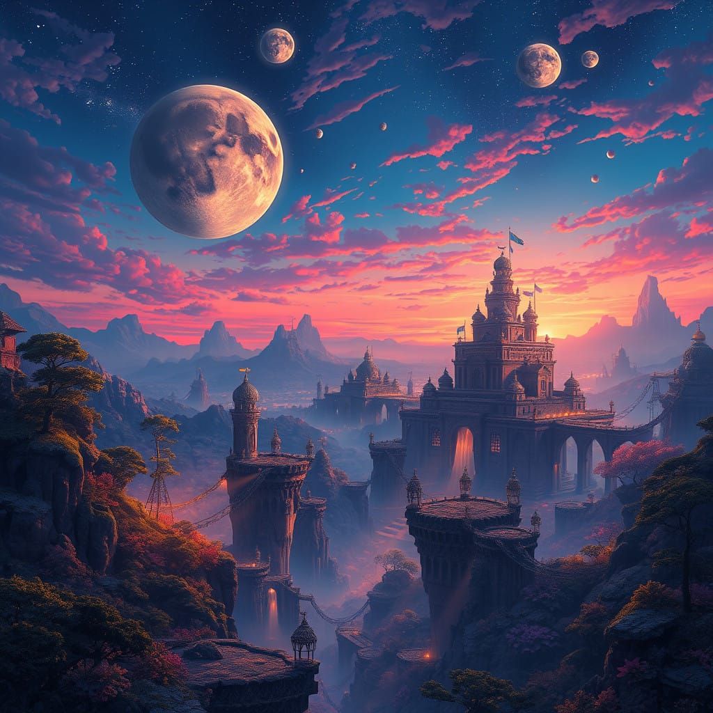 Surreal Twilight Realm in Detailed Matte Painting Style