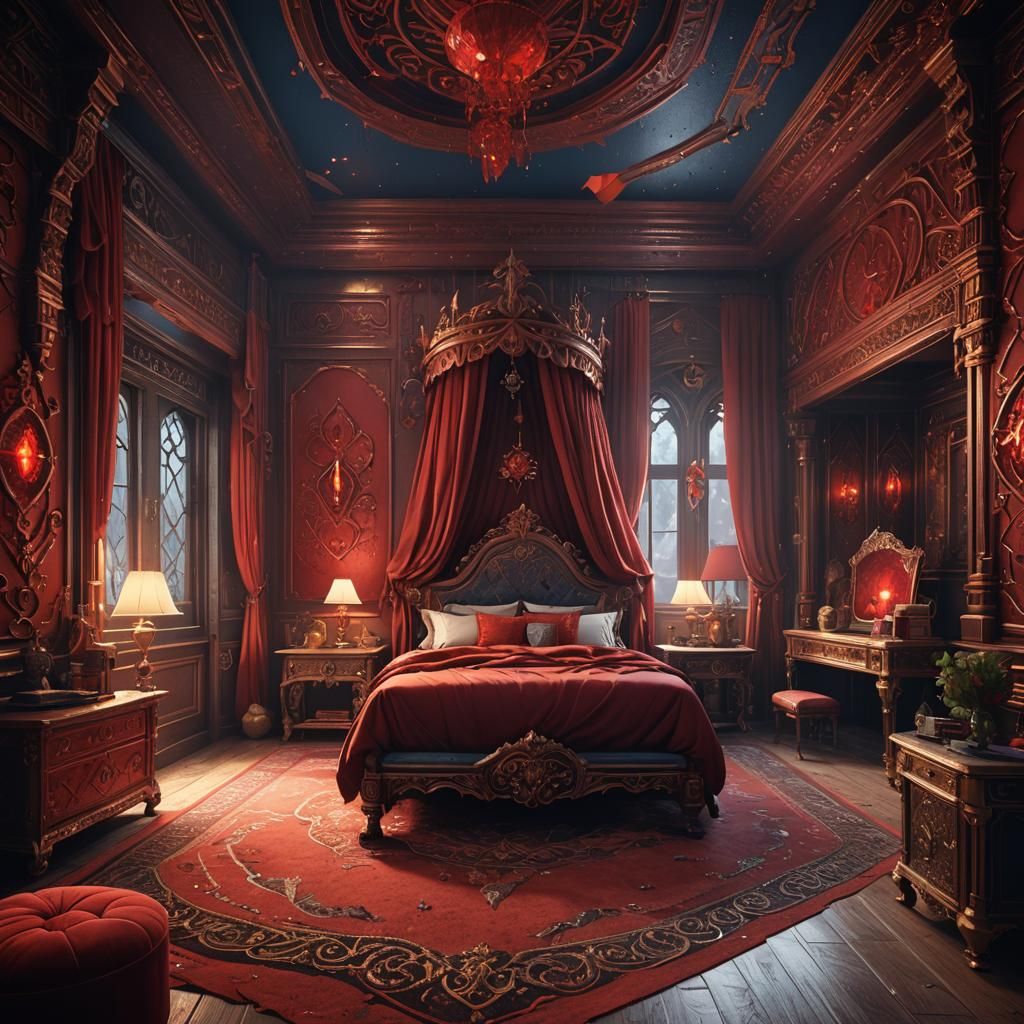 Ethereal Fantasy Bedroom in Deeply Rich Colors