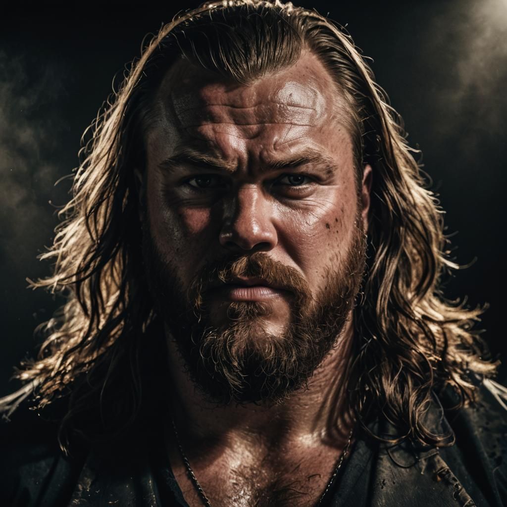 Dramatic Portrait of a Strongman in Chiaroscuro
