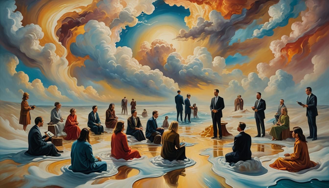 Surreal Therapy Sessions in a Dreamlike Oil Painting