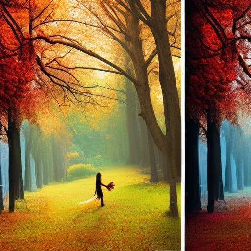 Fantastical Autumn Forest in Detailed Matte Painting