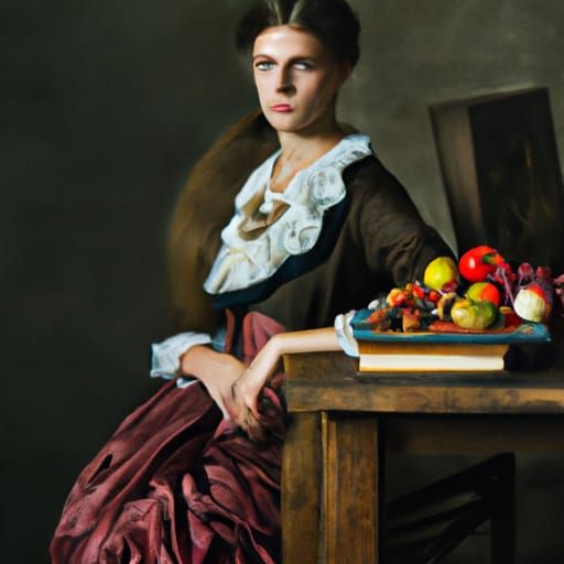 Elegant Russian Woman, Botanical Art and Portraiture