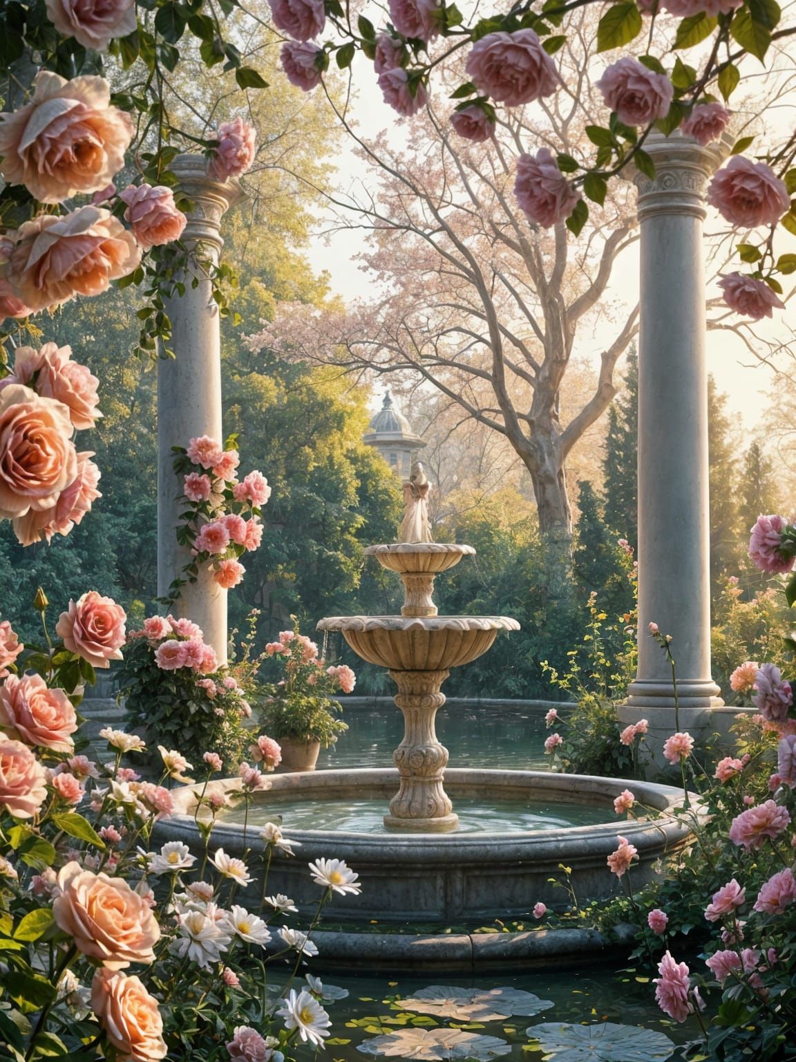 Whimsical Fantasy Park in Soft Pastel Hues