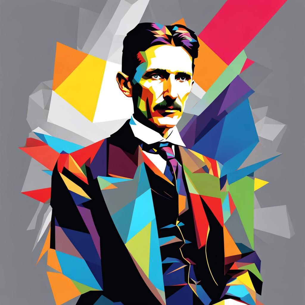 Nikola Tesla WPAP Pop Art Poster in 8k