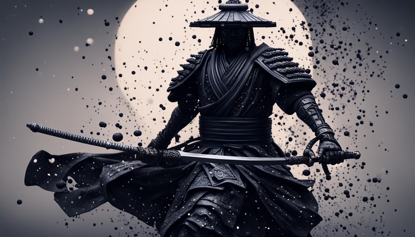 Statue black Marmor sensei samurai v2