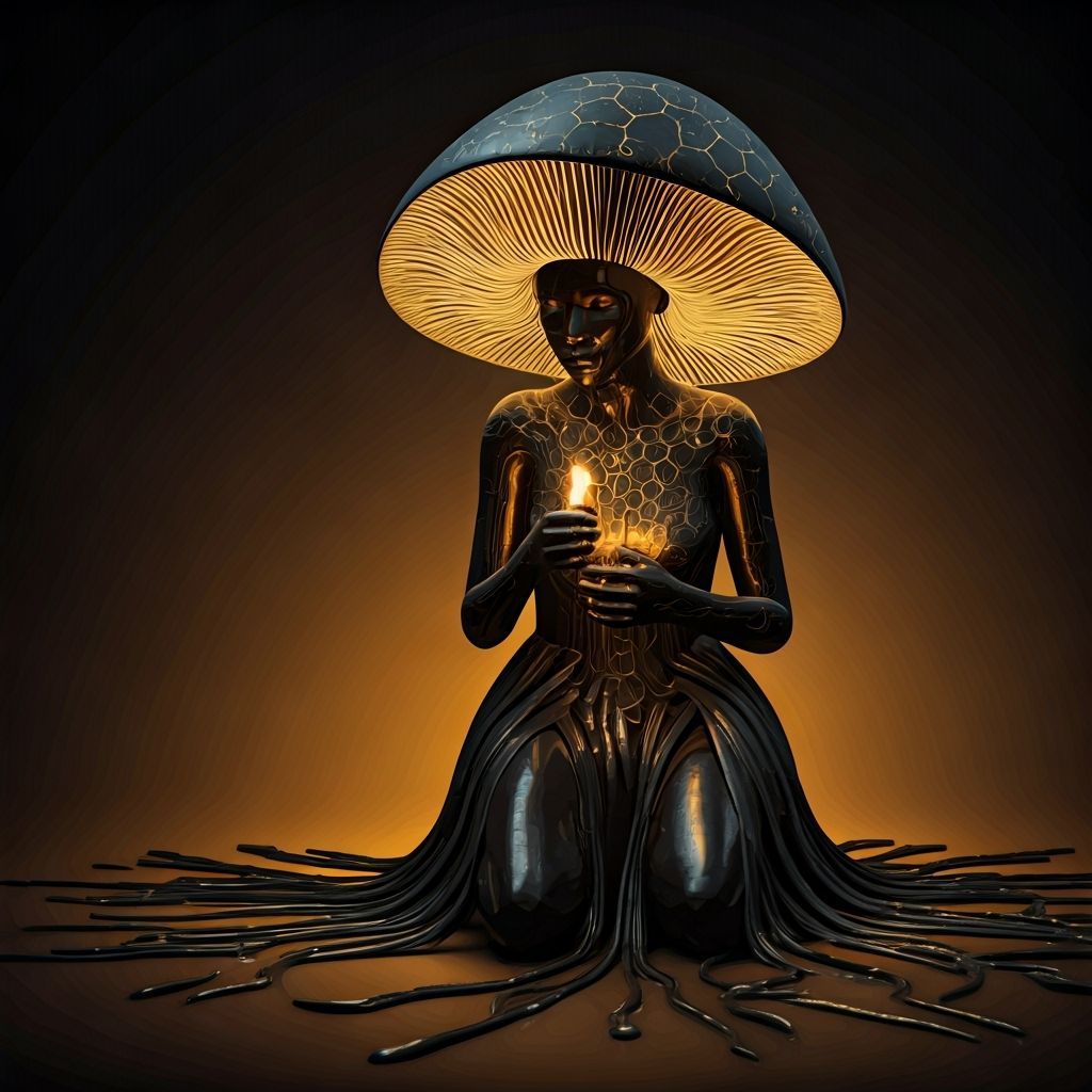 Mushroomhead Cyborg in Dramatic Lighting, Detailed Matte Pai...