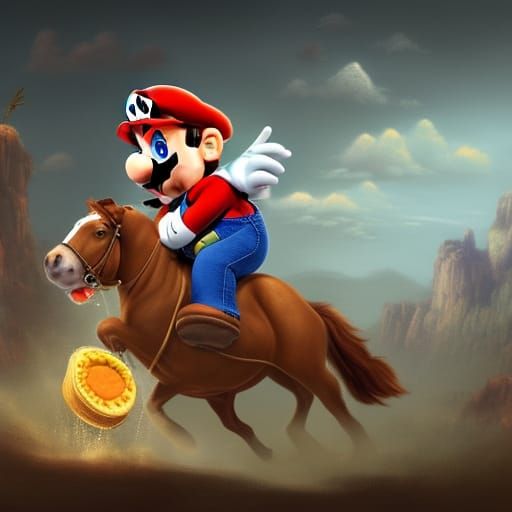 Mario's Fantastical Basketball Ride: A Detailed Matte Painti...