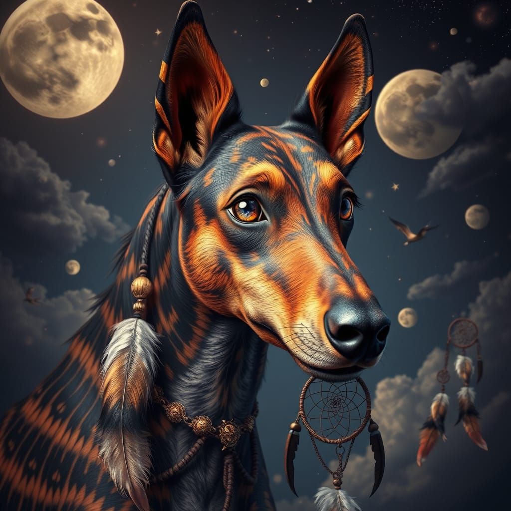 Mystical Catahoula Cur-Seahorse in Dreamy Indian-Inspired Fa...