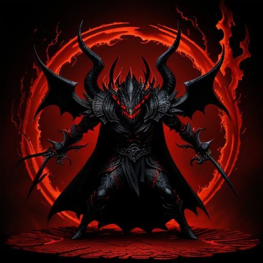 Mischievous Demon with Glowing Eyes in Dark Fantasy Style