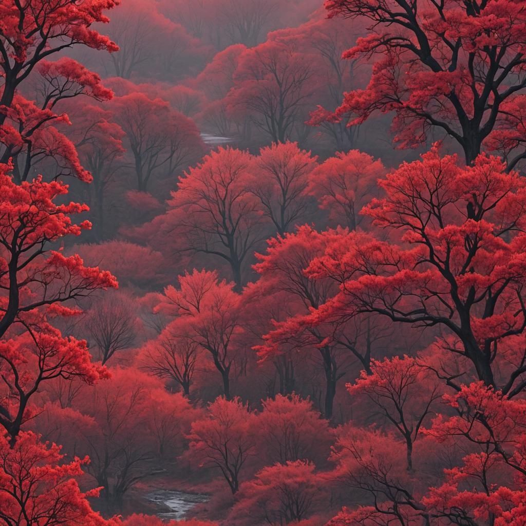 Fiery Red Dawn: AI Interpretation