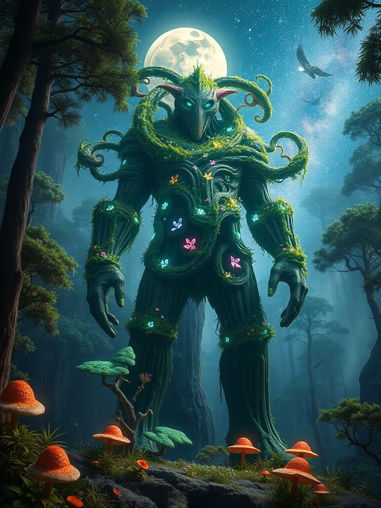 Ancient Forest Guardian: A Hyperrealistic Ent Humanoid Golem