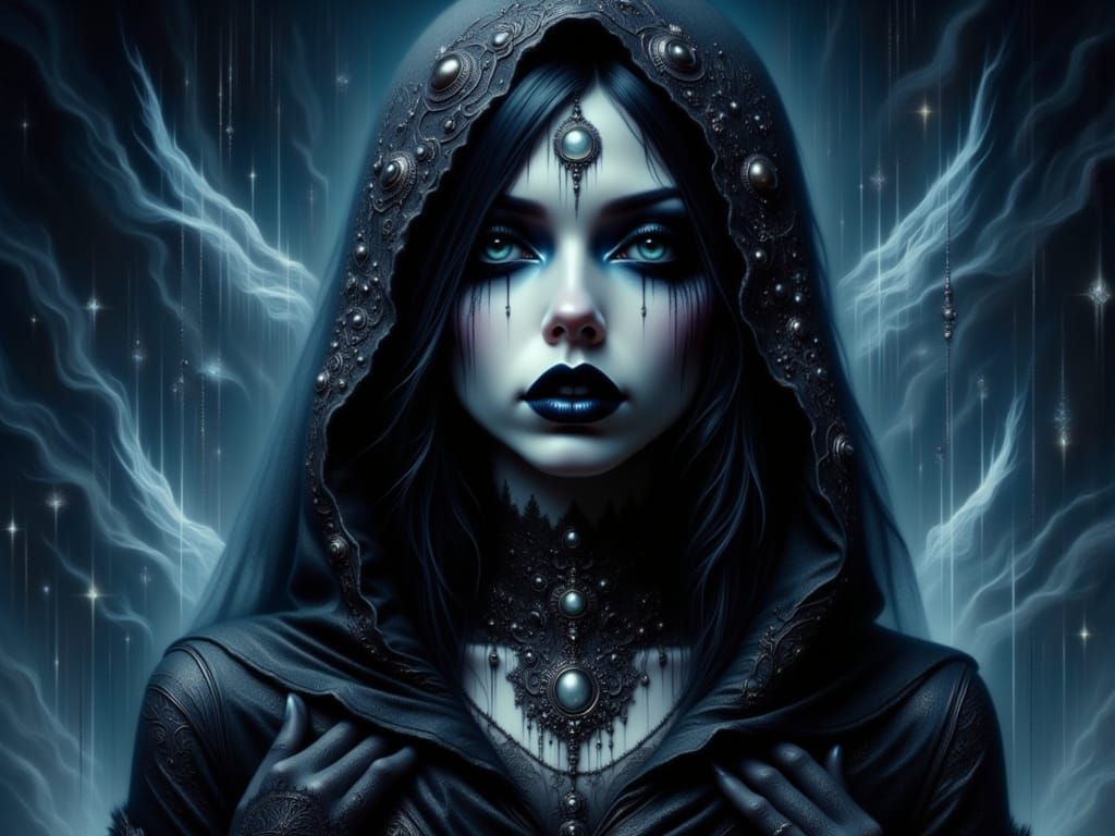 Beautiful Necromancer in Dark Fantasy Digital Art