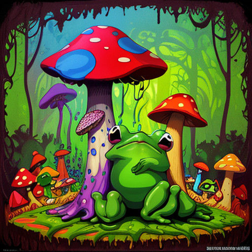 A mushroom with a face on its smirking face on its stem, smo...