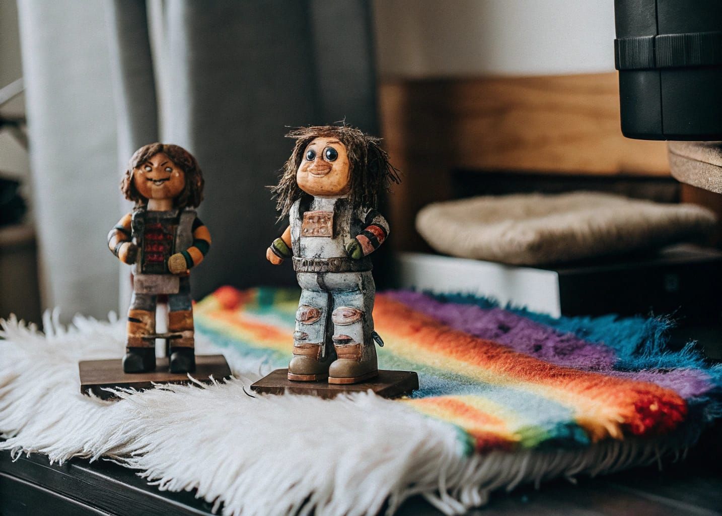 Cyberpunk Action Figure in Rainbow Faux Fur