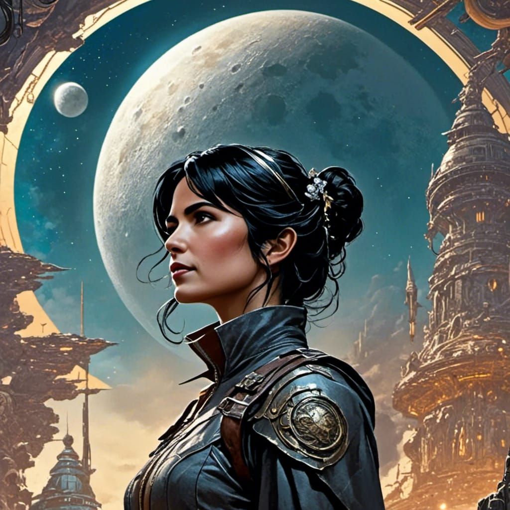Moon Portrait in Comic Book Style