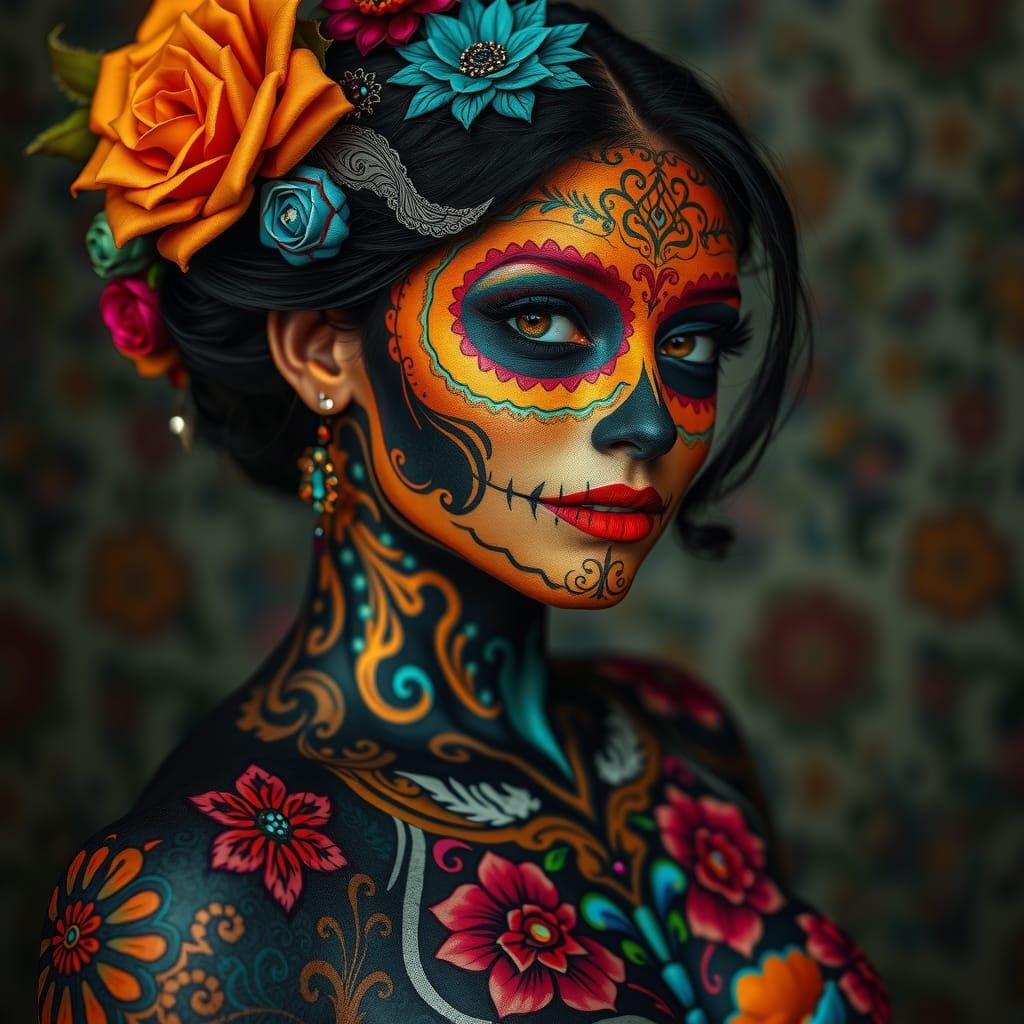 Day of the Dead Woman in Mystical Body Paint