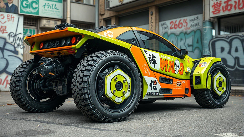 Cyberpunk Buggy Races Through Graffiti Street
